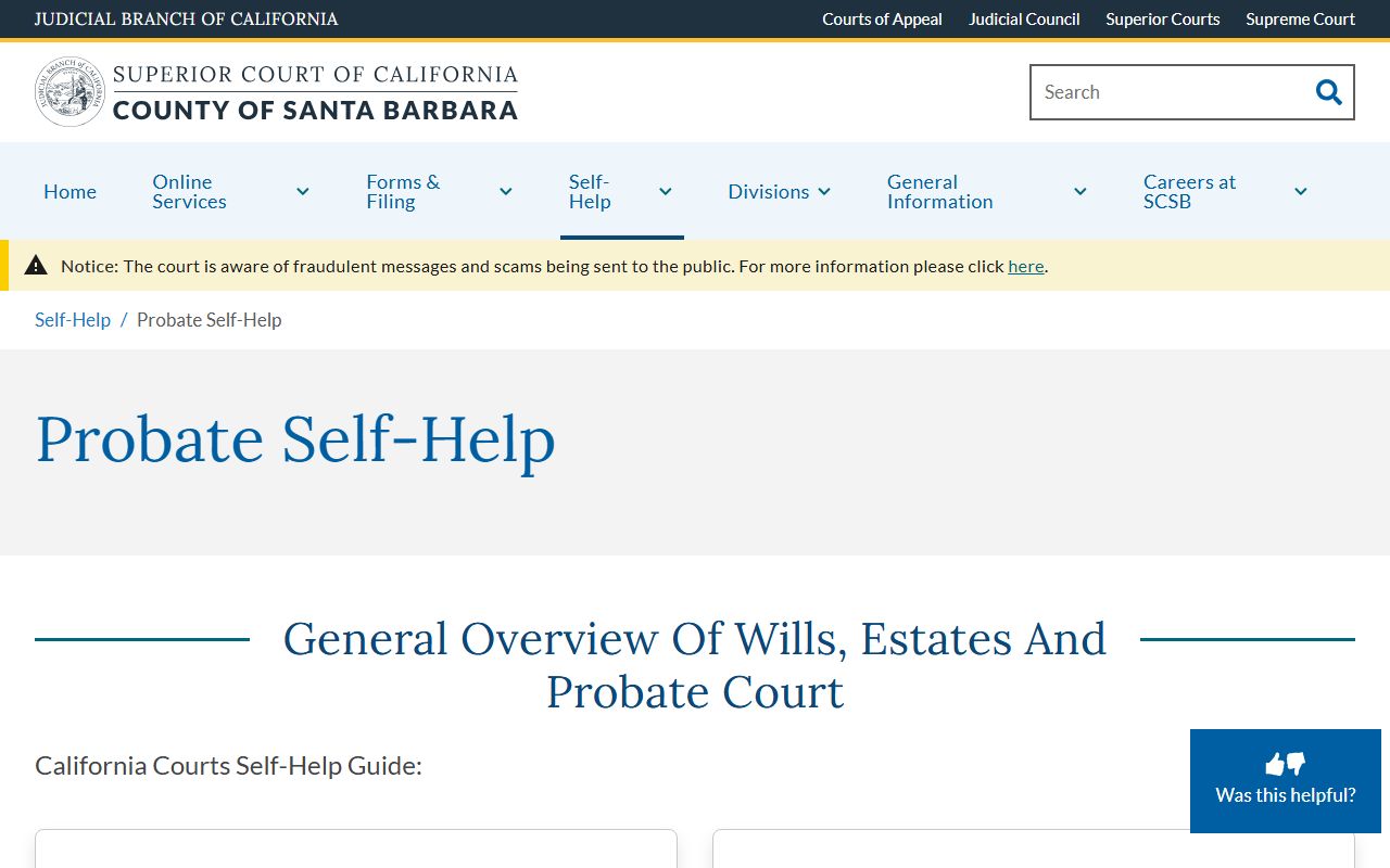 Santa Barbara Superior Court probate self-help material