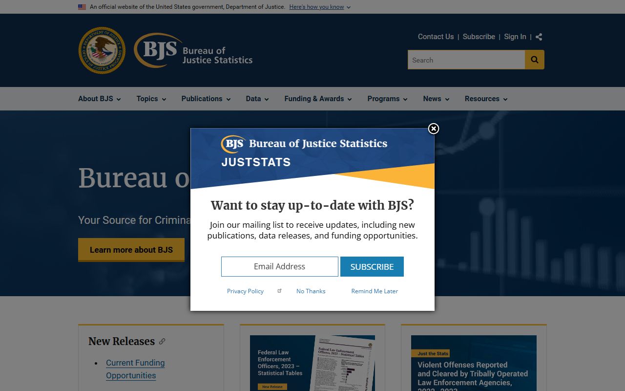 Bureau of Justice Statistics jail population reports for Santa Barbara County inmate population context